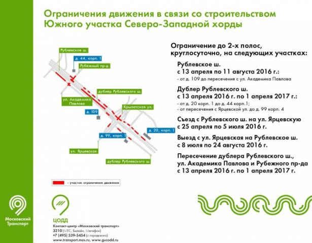 Внимание ограничение движения на Рублевском шоссе!